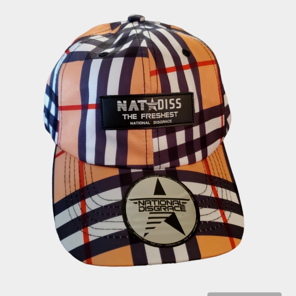 National Disgrace Unisex Orange Plaid Cap Dad‎ Hat